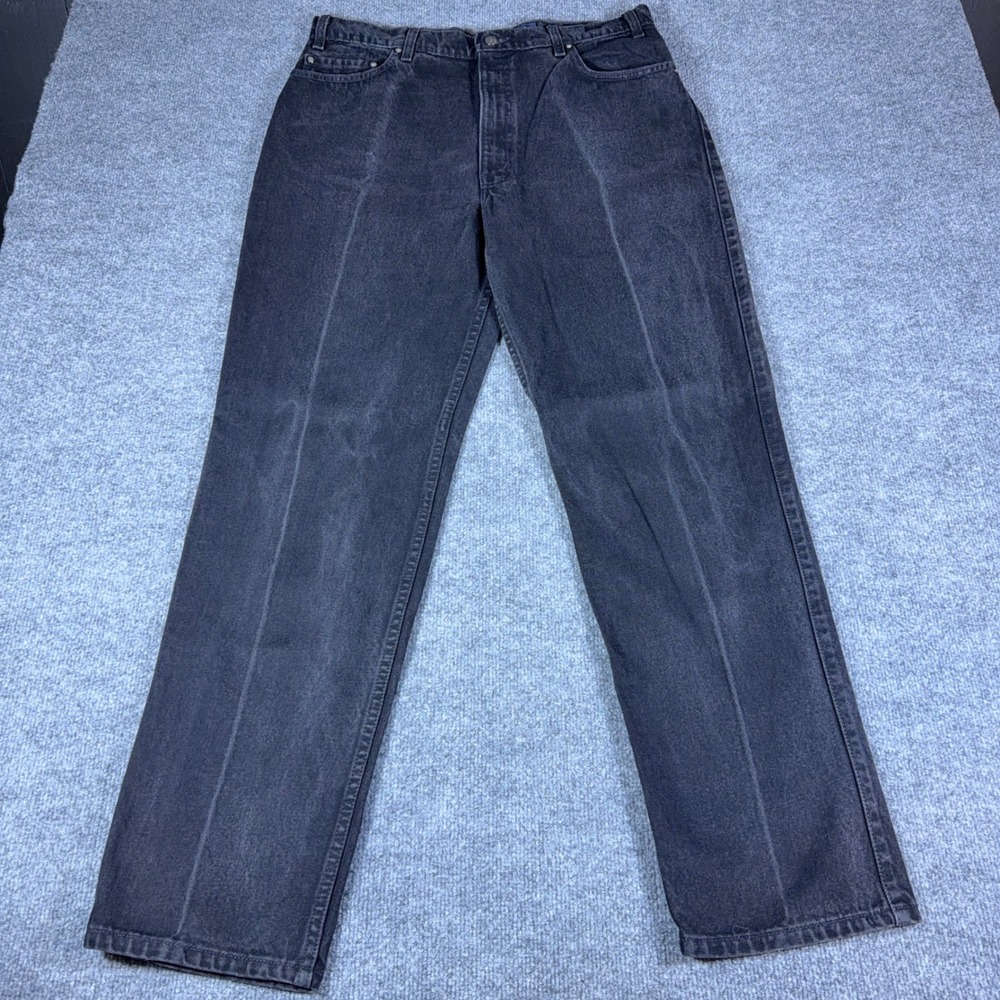 Levis Relaxed Fit Black Denim Jeans Mens Faded Straight Leg Casual Pants 37X31